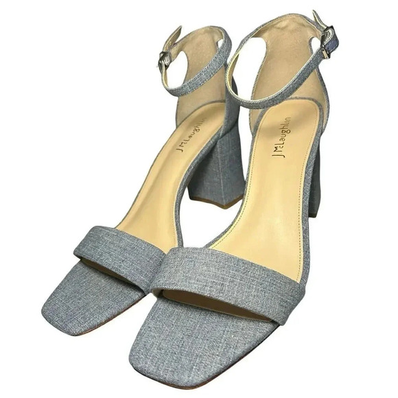 NWOT J McLaughlin Women’s Esme Denim Block Heels with Ankle Strap Blue Size 11 - Picture 1 of 9